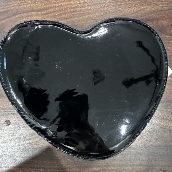 Heart-Shaped Black Bag with Rose Embroidery NWT​ - Picture 2 of 6